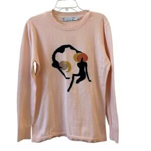 OhSevenDays Women's Sweater Large Twee Peach Pink Abstract Minimalist